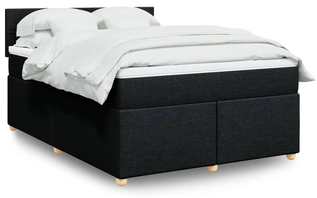 vidaXL Κρεβάτι Boxspring με Στρώμα Μαύρο 140x200 εκ. Υφασμάτινο