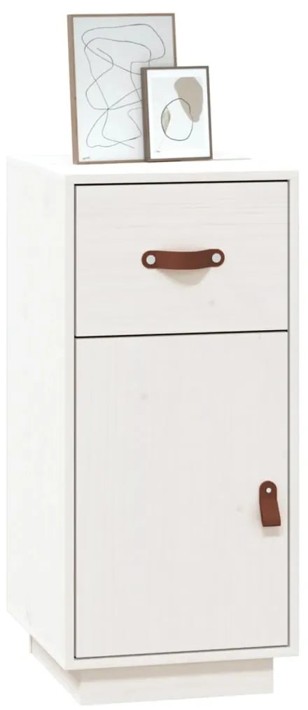 vidaXL Μπουφές Λευκό 34 x 40 x 75 εκ. από Μασίφ Ξύλο Πεύκου