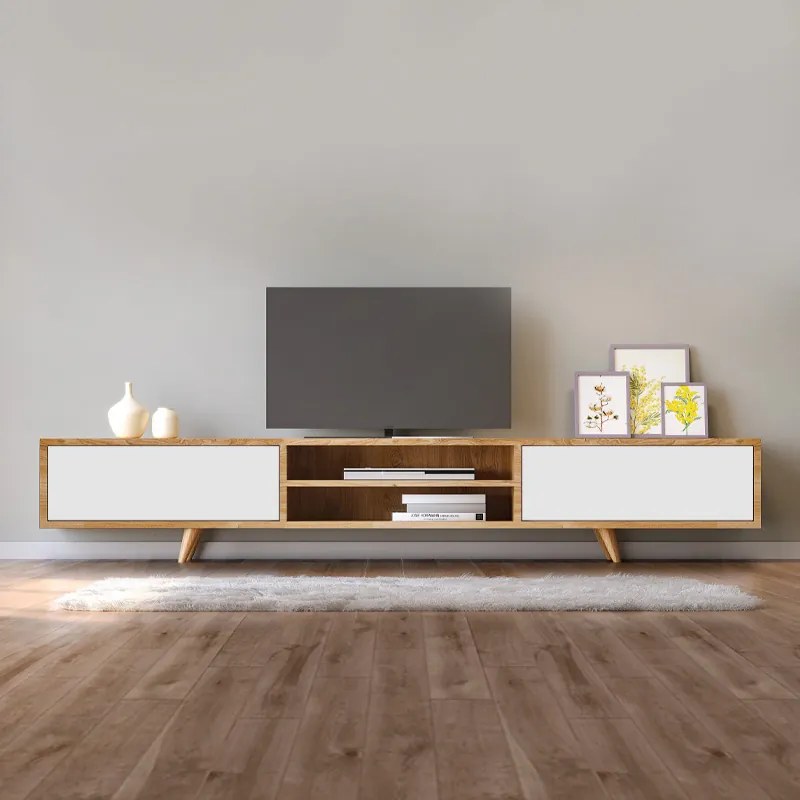 Έπιπλο τηλεόρασης Serine Megapap χρώμα sapphire oak - λευκό 170x37x45εκ. - GP055-0026,2