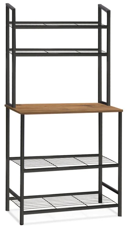 Έπιπλο κουζίνας Mulligan Megapap μεταλλικό - μελαμίνης χρώμα μαύρο - pine oak 81x40,5x160εκ.