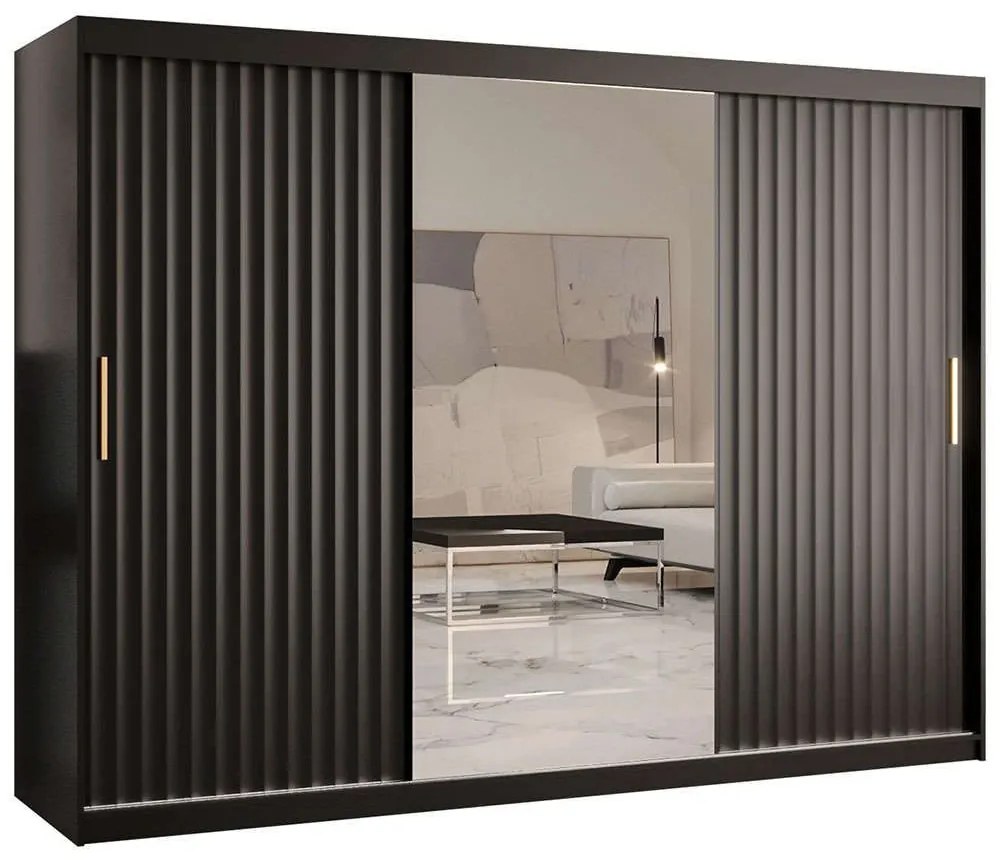 Ντουλάπα Δίφυλλη Συρόμενη Riflo Wave 162577799 250x62x200cm Black-Gold Two Door
