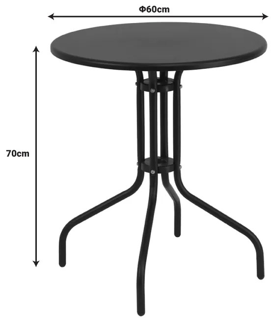 ΤΡΑΠΕΖΙ VERGO PAKOWORLD ΑΝΘΡΑΚΙ ΜΕΤΑΛΛΟ Φ60X70ΕΚ