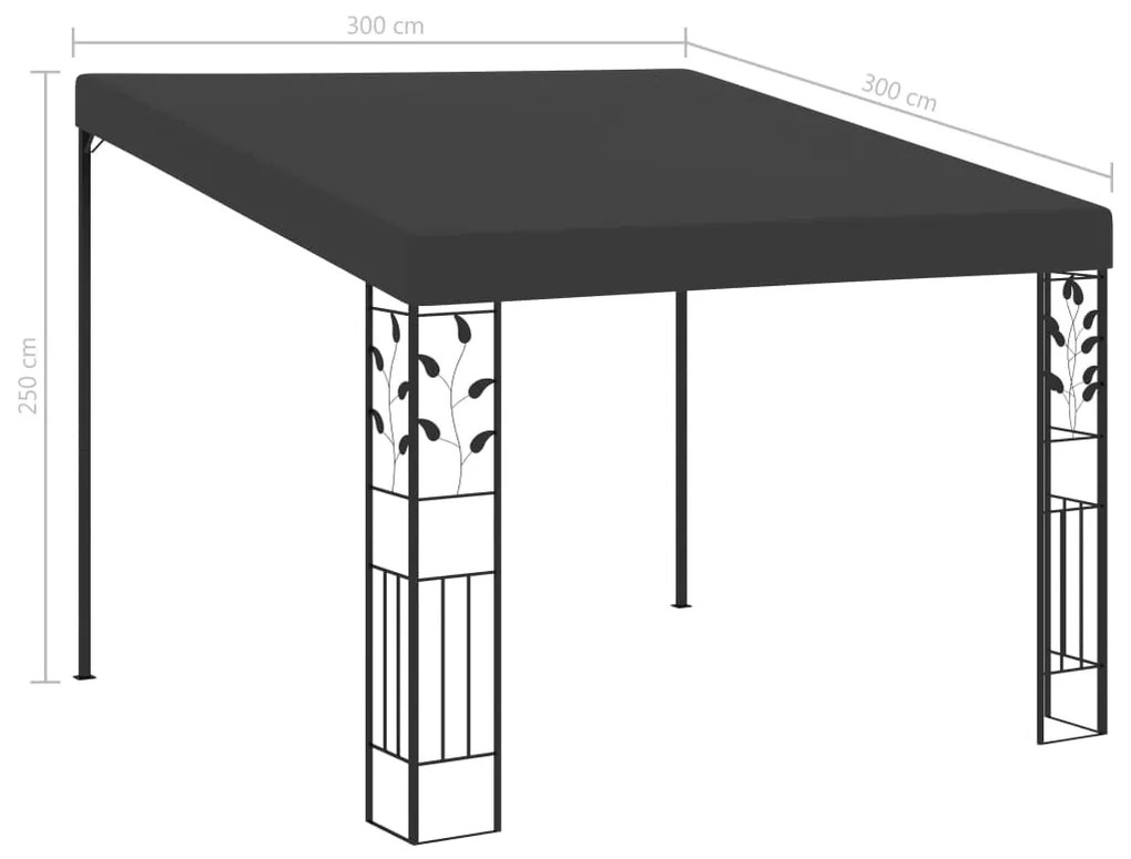 vidaXL Κιόσκι Επιτοίχιο Ανθρακί 3 x 3 x 2,5 μ.