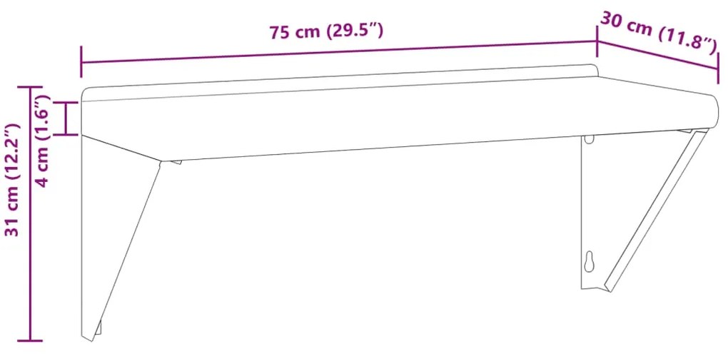 ΡΑΦΙ ΤΟΙΧΟΥ ΑΣΗΜΙ 75X30X31 ΕΚ. ΑΝΟΞΕΙΔΩΤΟ ΑΤΣΑΛΙ 30275