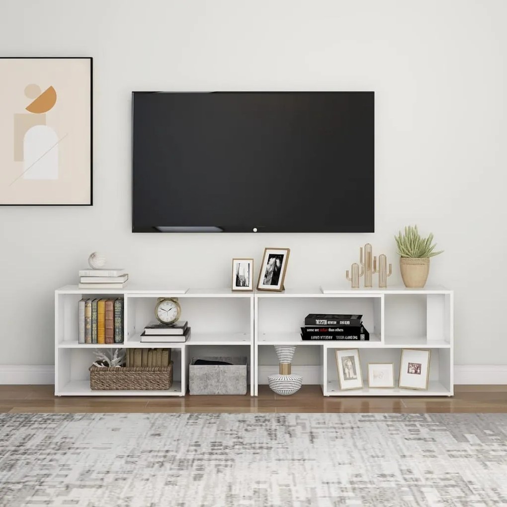 vidaXL Έπιπλο Τηλεόρασης Γυαλιστερό Λευκό 149x30x52 εκ. Επεξ. Ξύλο