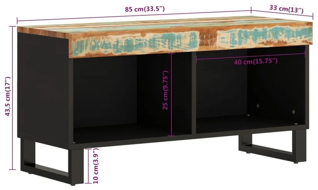 Έπιπλο Τηλεόρασης 85x33x43,5 εκ. από Μασίφ Ανακυκλωμένο Ξύλο - Πολύχρωμο