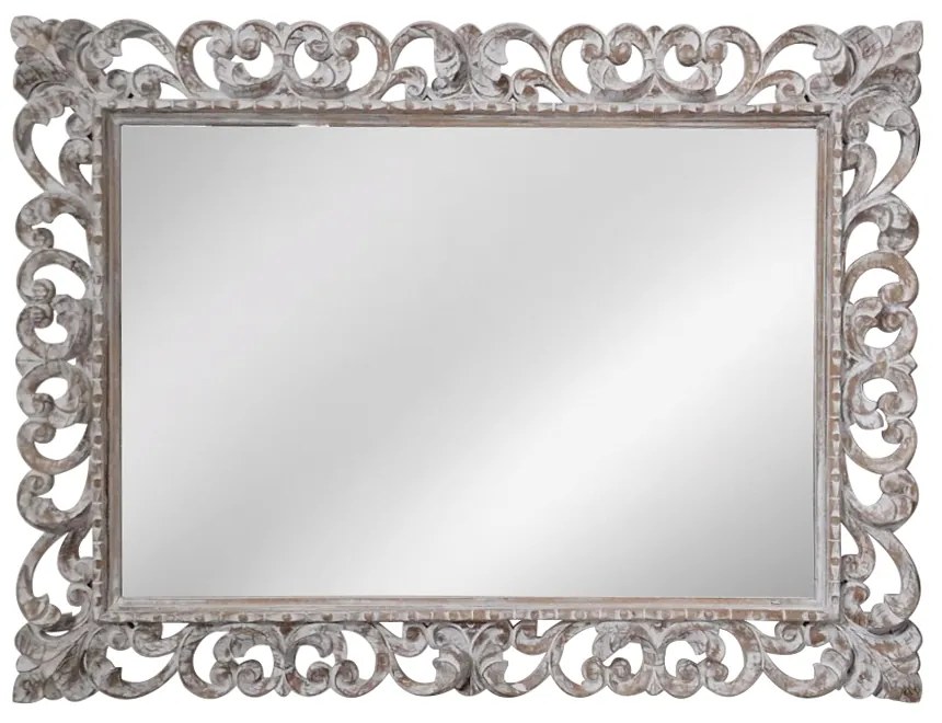 Artekko Mirroki Ξύλινος Λευκός Πατίνα Σκαλιστός Καθρέπτης Τοίχου (120x90)cm - 667-4018 - 667-4018