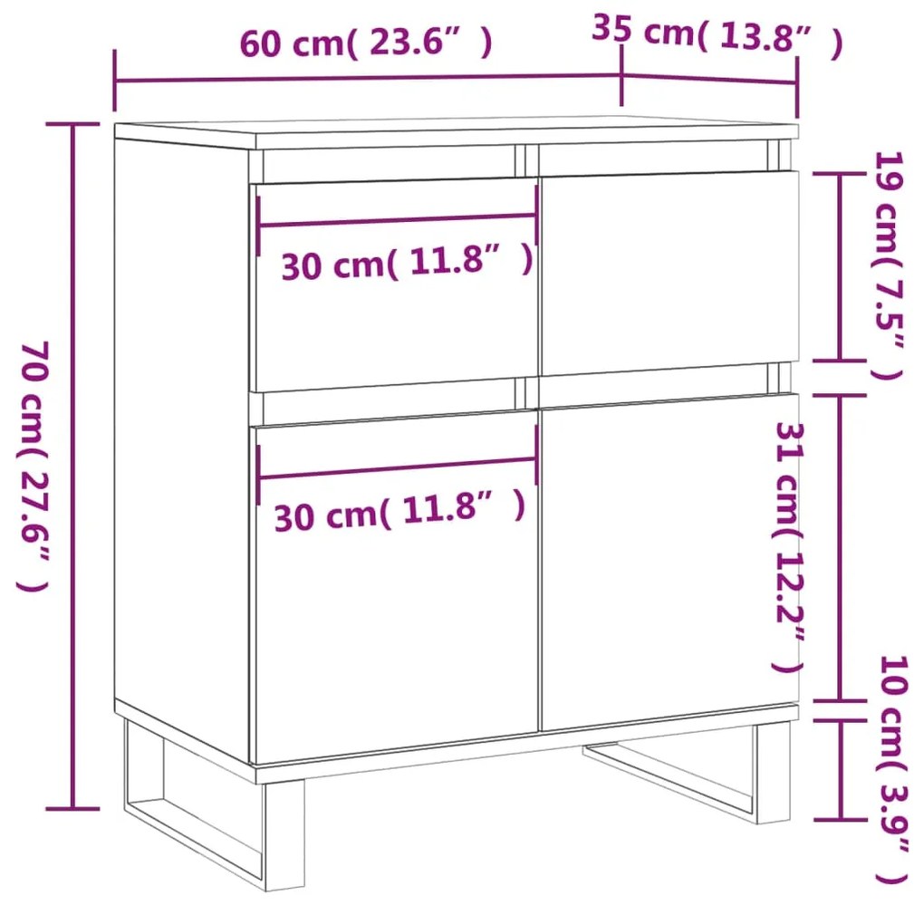 Ντουλάπι Γκρι Σκυροδέματος 60x35x70 εκ. Επεξεργασμένο Ξύλο - Γκρι