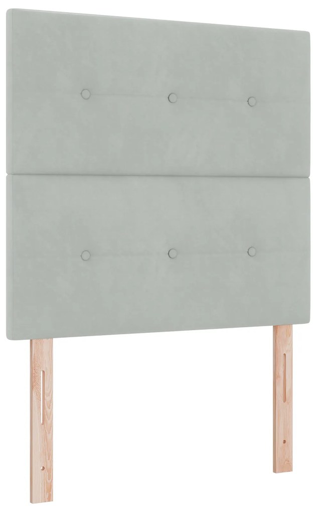 vidaXL Κρεβάτι Box Spring με Στρώμα Ανοιχτό Γκρι 90x190 εκ Βελούδο