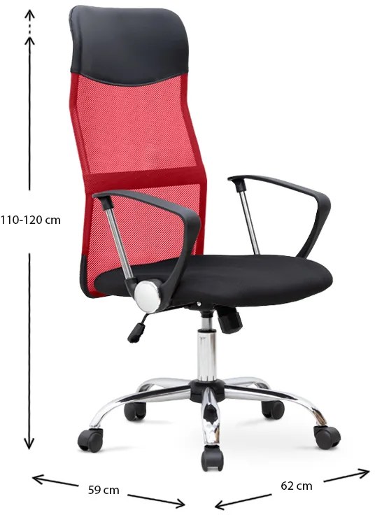 Καρέκλα γραφείου Marco Megapap με ύφασμα Mesh χρώμα κόκκινο - μαύρο 62x59x110/120εκ.