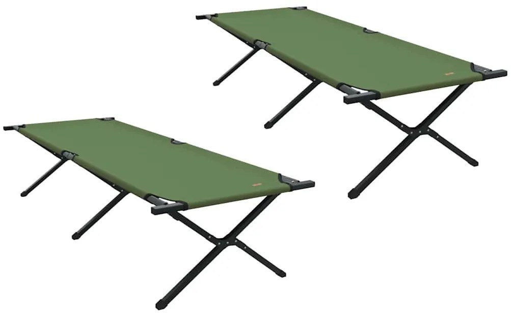 vidaXL Αναδιπλούμενο Κρεβάτι Κάμπινγκ 2 pcs Πράσινο 210 x 80 x 46 εκ.
