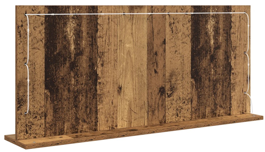 vidaXL Καθρέφτης Vanity με LED Φώτα Παλιό Ξύλο 100x45x18 εκ.