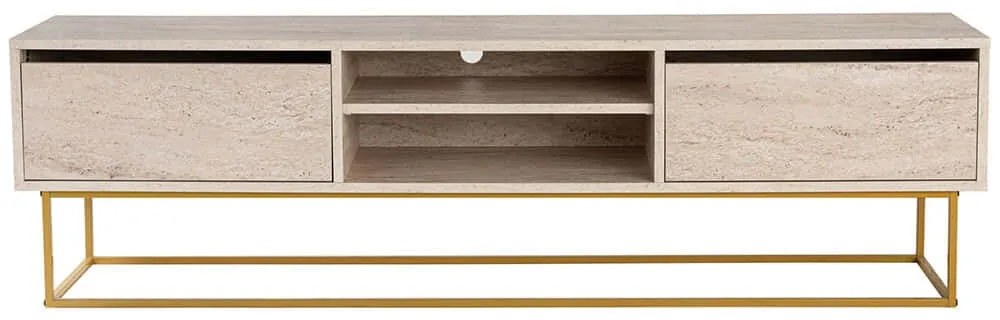 Έπιπλο Τηλεόρασης Escape 854KLN3088 180x40x50cm Travertine Beige-Gold