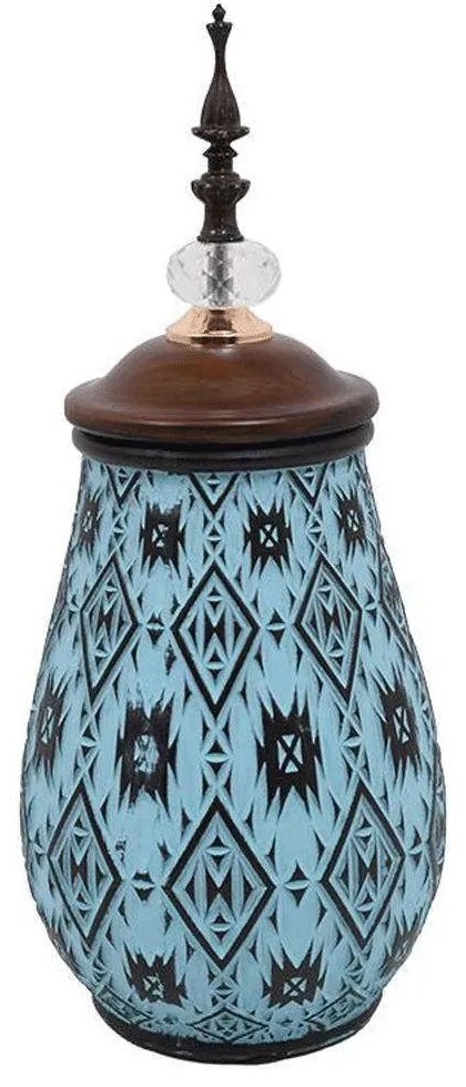 Βάζο Με Καπάκι 373-223-919 16x38cm Blue-Brown Ceramic