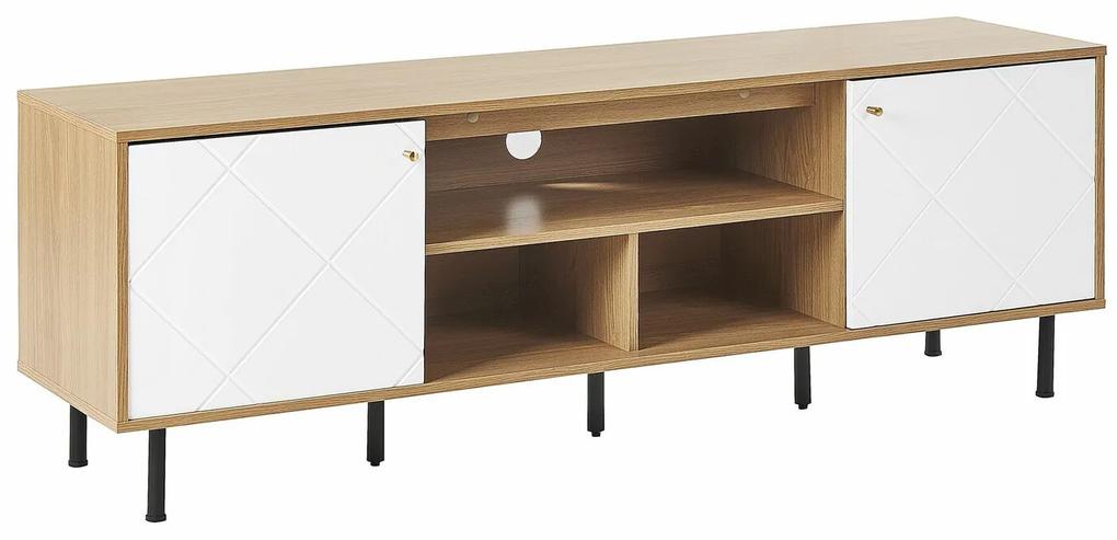 Τραπέζι Tv Berwyn 490, Ανοιχτό χρώμα ξύλου, Άσπρο, 160x56x40cm, 31 kg | Epipla1.gr