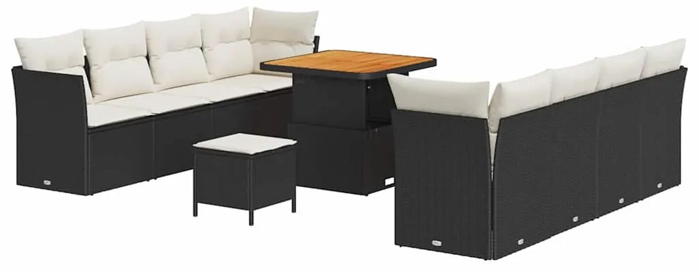 vidaXL Σετ Καναπέ Κήπου 11 pcs Μαύρο συνθετικό ρατάν