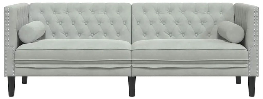 vidaXL Καναπές Chesterfield Ανοιχτό γκρι 194 x 74.5 x 70.5 εκ. Βελούδο