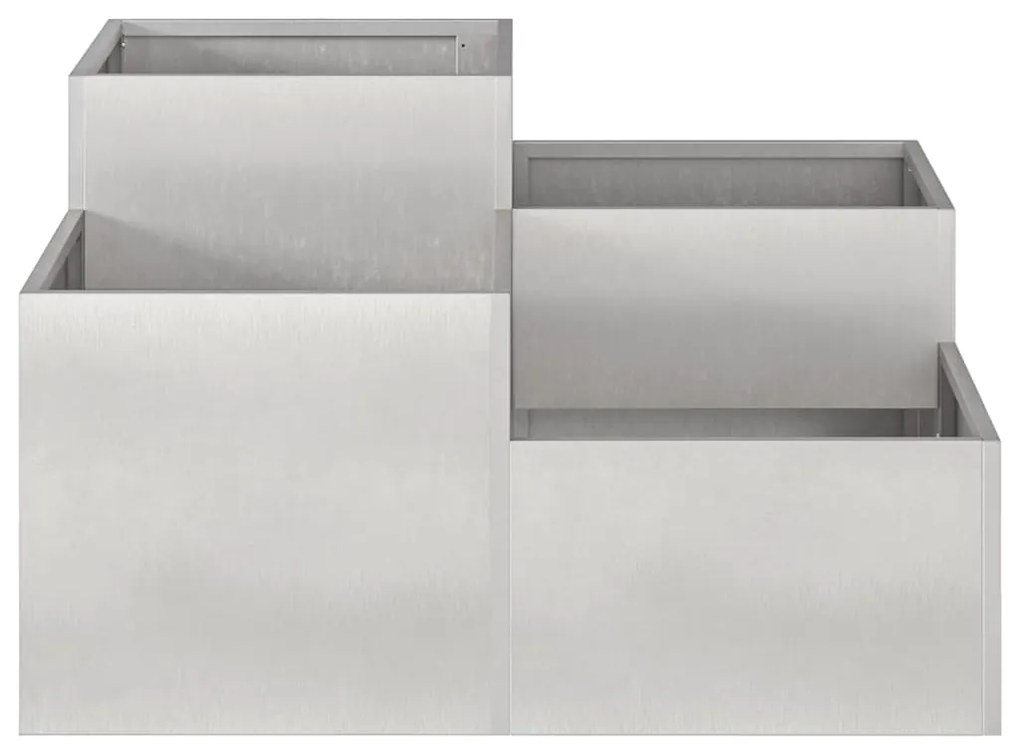 vidaXL Γλάστρα Κήπου Ασημί 100 x 100 x 48 εκ. Ανοξείδωτο ατσάλι