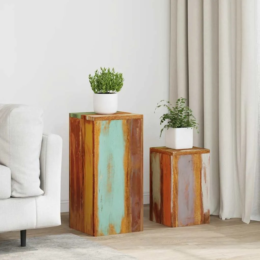 vidaXL Βάσεις φυτών 2 Τεμ. από Μασίφ Ανακυκλωμένο Ξύλο