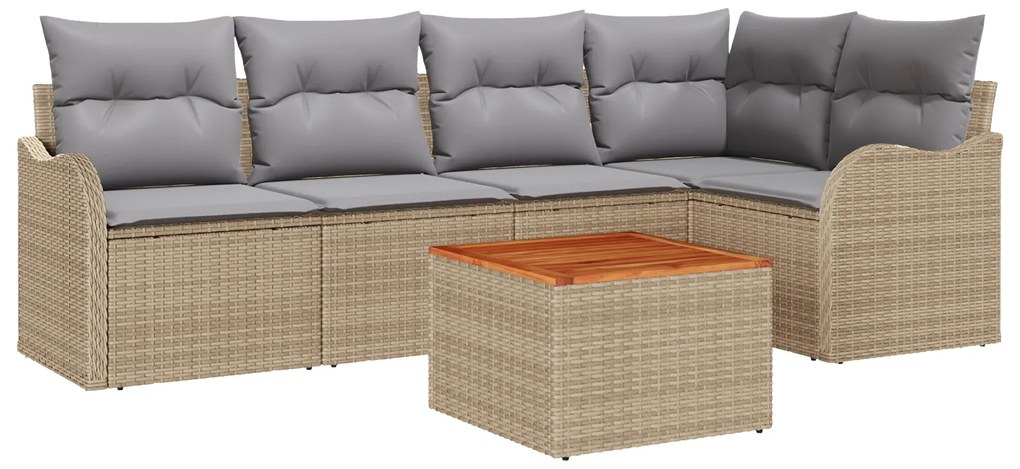 vidaXL Σετ Καναπέ Κήπου 6 pcs Beige, ανοιχτό γκρι Μεγάλο
