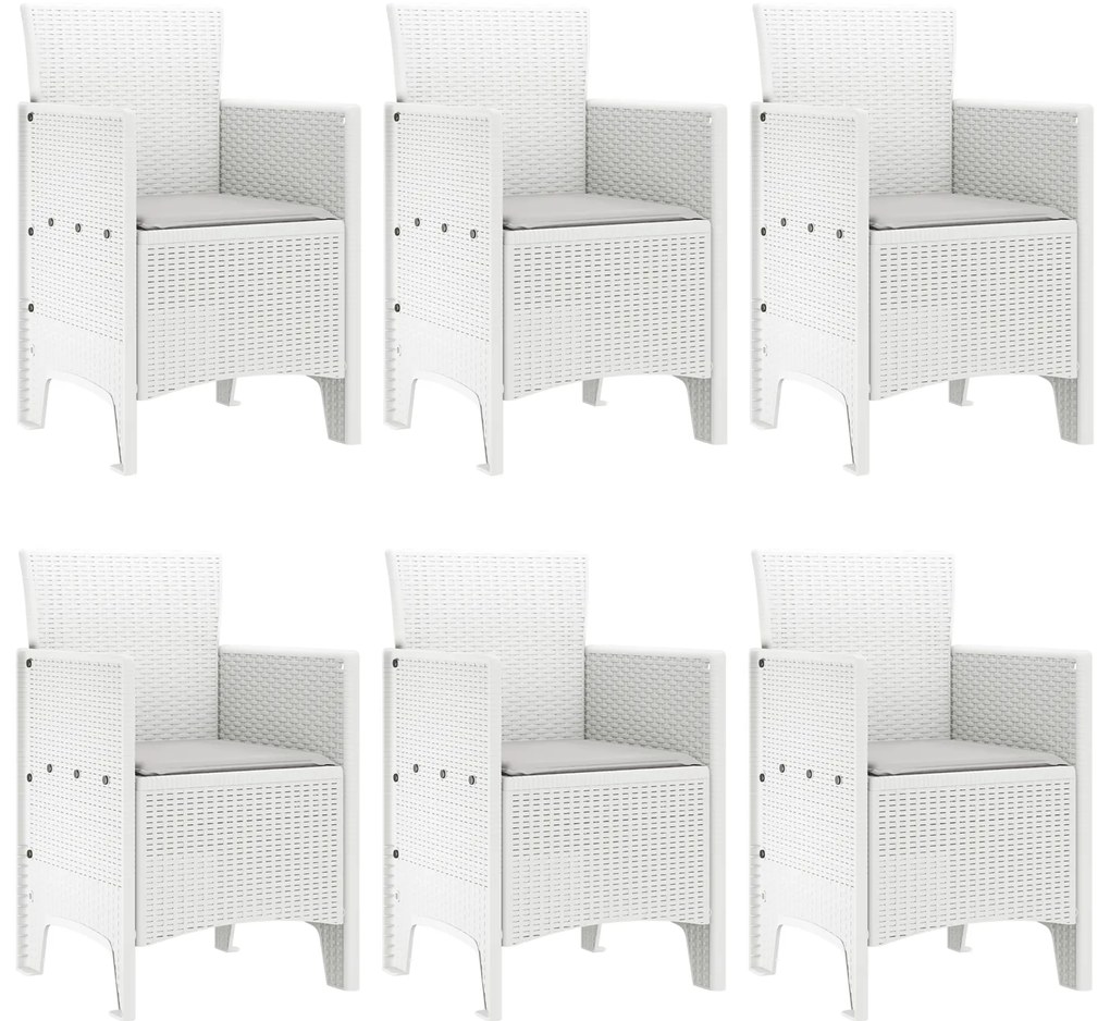 vidaXL Σετ Τραπεζαρίας Κήπου 7 pcs Λευκό Πλαστικό ρατάν