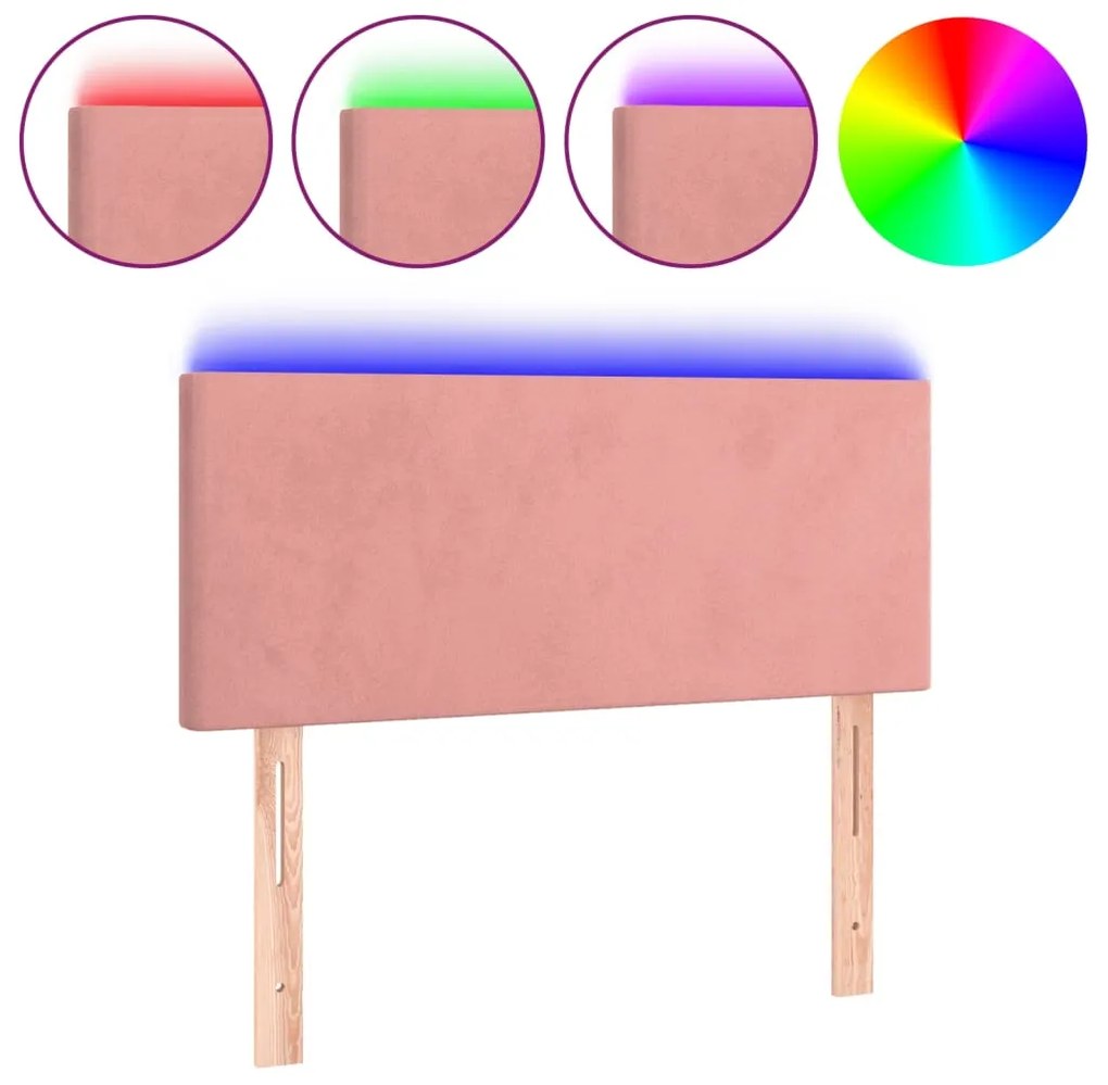 vidaXL Κεφαλάρι Κρεβατιού LED Ροζ 80 x 5 x 78/88 εκ. Βελούδινο