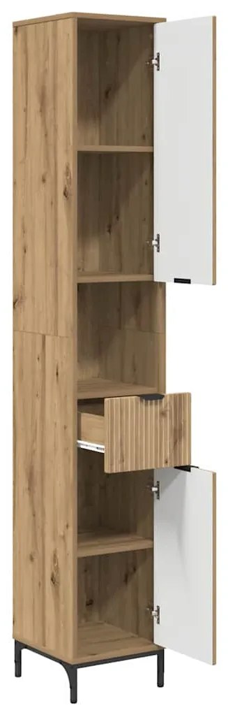 vidaXL Ψηλό ντουλάπι μπάνιου με πόρτα artisan δρυς 31.5 x 33 x 190 εκ.