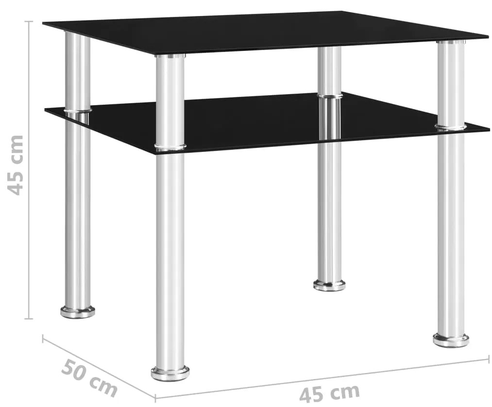 Τραπέζι Βοηθητικό Μαύρο 45 x 50 x 45 εκ. από Ψημένο Γυαλί - Μαύρο