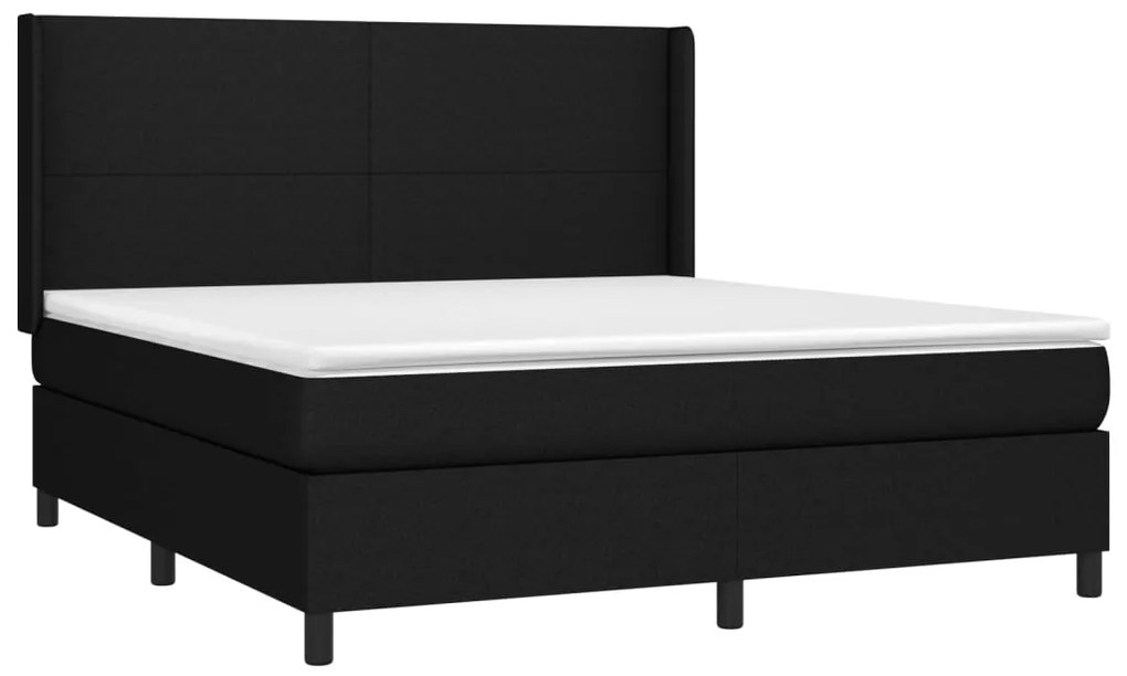 vidaXL Κρεβάτι Boxspring με Στρώμα &amp; LED Μαύρο 180x200 εκ. Υφασμάτινο