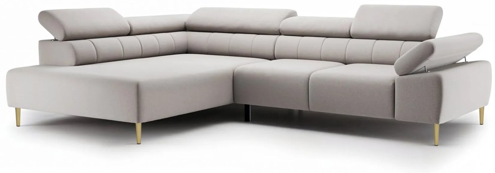 Γωνιακός Καναπές/Κρεβάτι Taler/ Μπεζ/ Χρυσά πόδια/ Αριστερή γωνία/ 312x96x214 BOG5199
