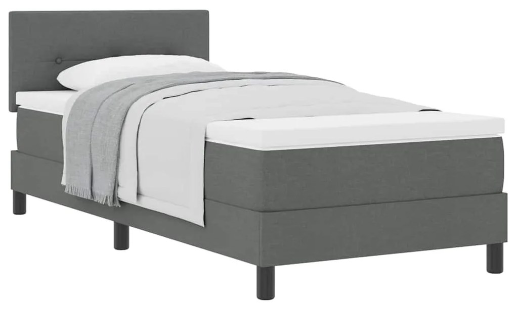 vidaXL Κρεβάτι box spring με στρώμα Σκούρο Γκρι 80 x 200 cm ύφασμα