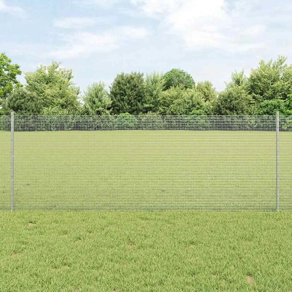 vidaXL Φράχτης με Στήλες. Ασημί 0.8 x 25 m Ατσάλι