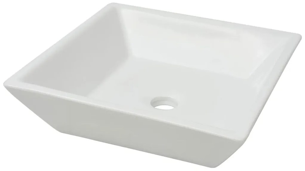 vidaXL Νιπτήρας Τετράγωνος Λευκός 41,5 x 41,5 x 12 εκ. Κεραμικός