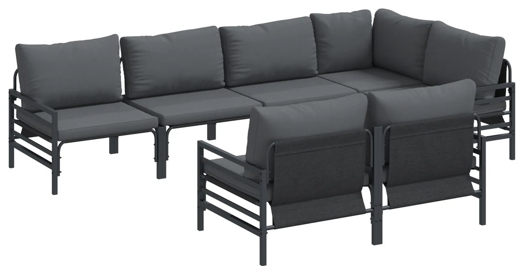 vidaXL Σετ Καναπέ Κήπου με μαξιλάρι με μαξιλάρι 7 pcs Ανθρακί 320 x 160 x 71 εκ