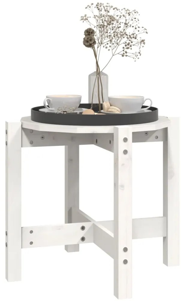vidaXL Τραπεζάκι Σαλονιού Λευκό Ø 52,5x45 εκ. από Μασίφ Ξύλο Πεύκου