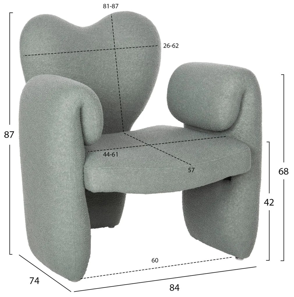 Πολυθρόνα HARTT C9777.07 Φυστικί Teddy Ύφασμα 84x74x87Yεκ. 84x74x87 εκ.