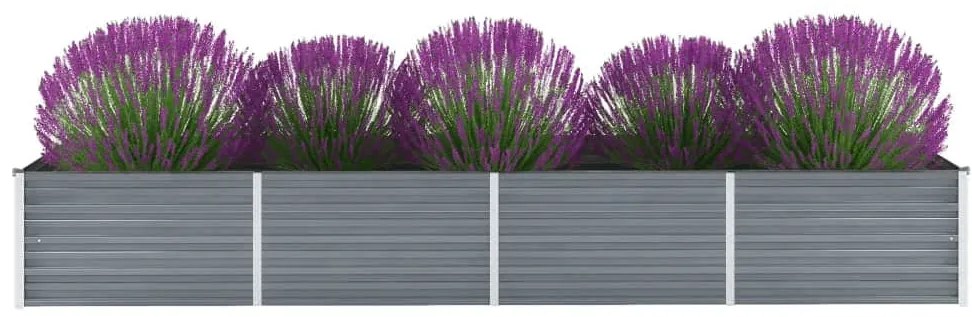 vidaXL Ζαρντινιέρα Υπερυψωμένη Γκρι 320x80x45 εκ. Γαλβανισμ. Χάλυβας