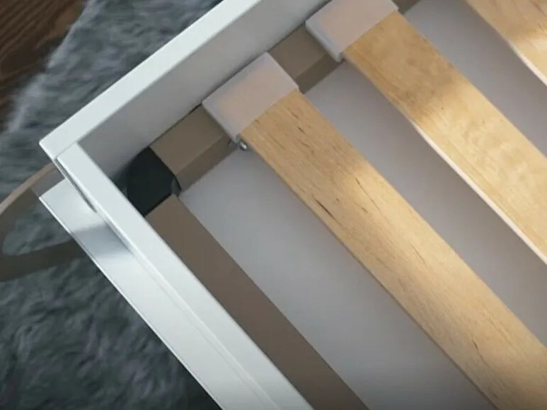 Σετ επίπλων Concept Pro Lenart AH145, Γυαλιστερό λευκό, Άσπρο, Πλαστικοποιημένη μοριοσανίδα, Τάβλες για Κρεβάτι, 90x200, Μονόκλινο, Με συρτάρια, Με πόρτες