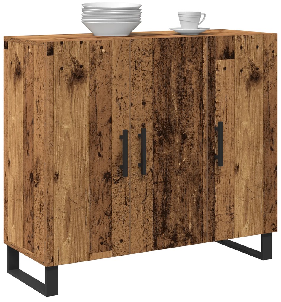 vidaXL Μπουφές με 3 Πόρτες Παλιού Ξύλου 90x34x80 εκ. Σαθρού Ξύλου