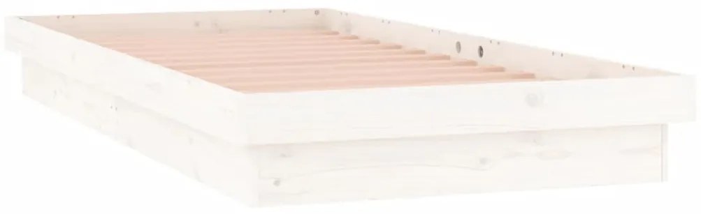 vidaXL Πλαίσιο Κρεβατιού LED Λευκό 90 x 190 εκ. Μονό Μασίφ Ξύλο