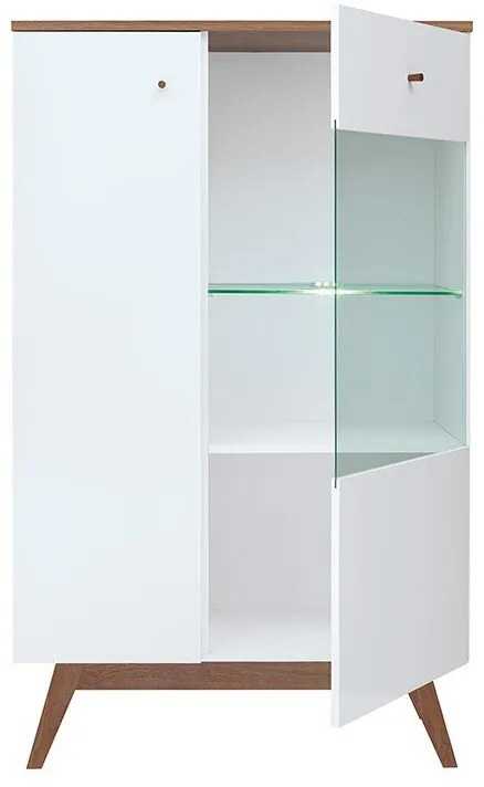 Βιτρίνα Boston AN105, 85x141x41cm, 42 kg, Άσπρο, Sibu πεύκο, Γυαλιστερό λευκό, Επεξεργασμένο γυαλί, Πλαστικοποιημένη μοριοσανίδα, Με πόρτες