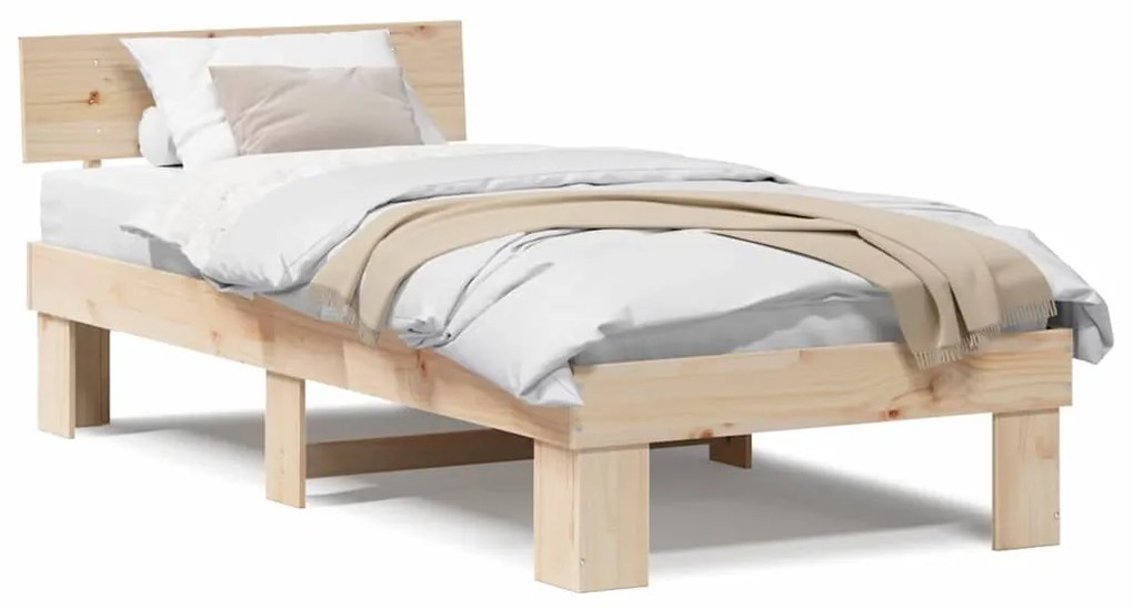 vidaXL Σκελετός Κρεβατιού Καφέ 75 x 190 cm Μασίφ ξύλο πεύκου