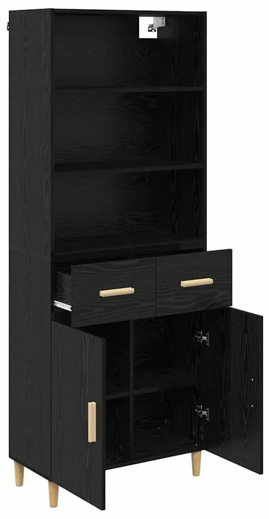 vidaXL Highboard Μαύρη Οξυά 69,5 x 34 x 180 εκ. Επεξεργασμένο ξύλο