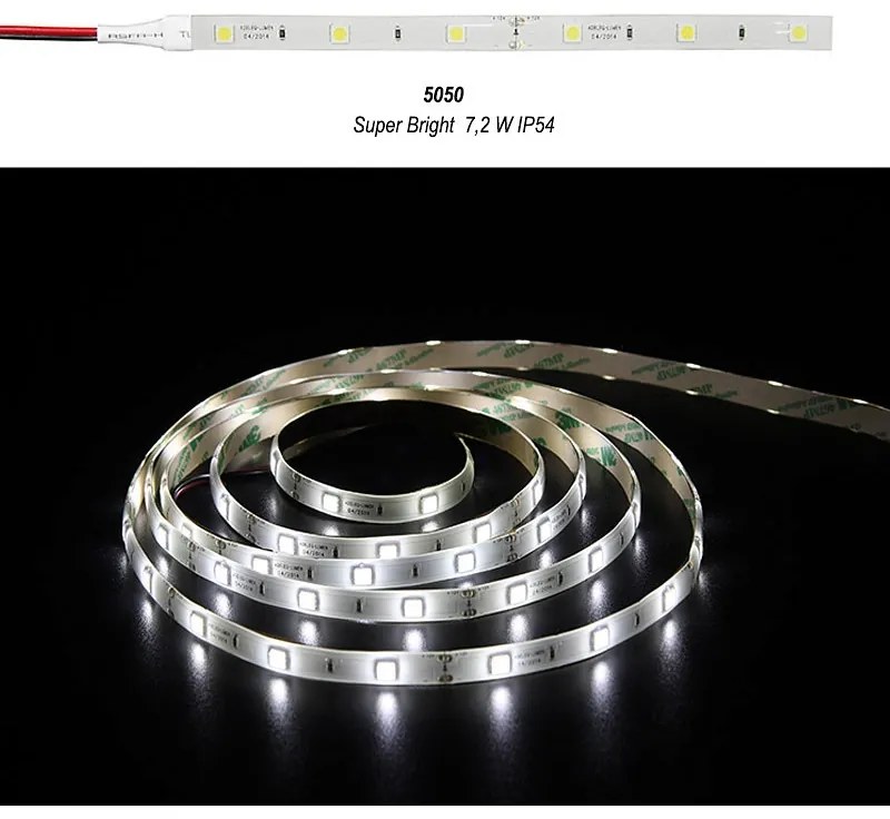 Adeleq Ταινία Led Superbright 5 Μέτρα 12Vdc 7.2W Και 30Led Ανά Μέτρο Ip54 Ψυχρό 30-36123020