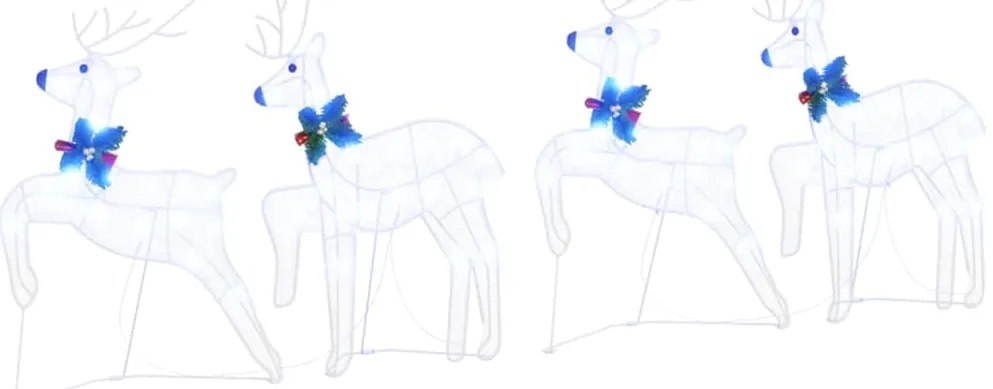 vidaXL LED Ελάφια 4 pcs Λευκό ύφασμα