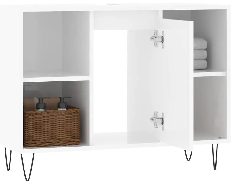 vidaXL Ντουλάπι Μπάνιου Γυαλ. Λευκό 80 x 33 x 60 εκ. από Επεξεργ. Ξύλο