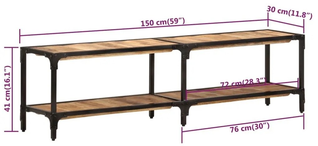 Έπιπλο Τηλεόρασης 150 x 30 x 41 εκ. από Μασίφ Ξύλο Μάνγκο - Καφέ