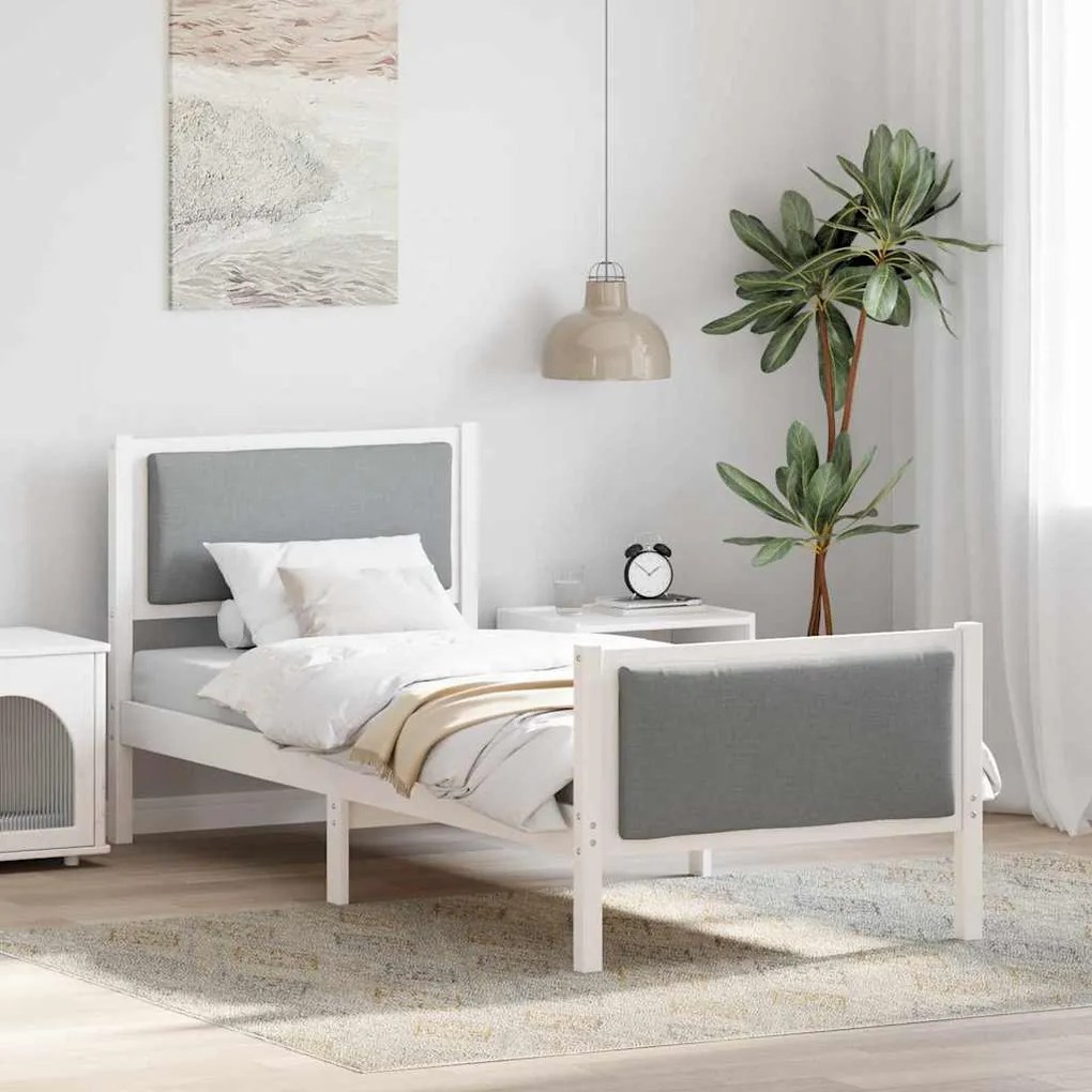 vidaXL Σκελετός Κρεβατιού με κεφαλάρι Ανοιχτό γκρι 75 x 190 cm ύφασμα