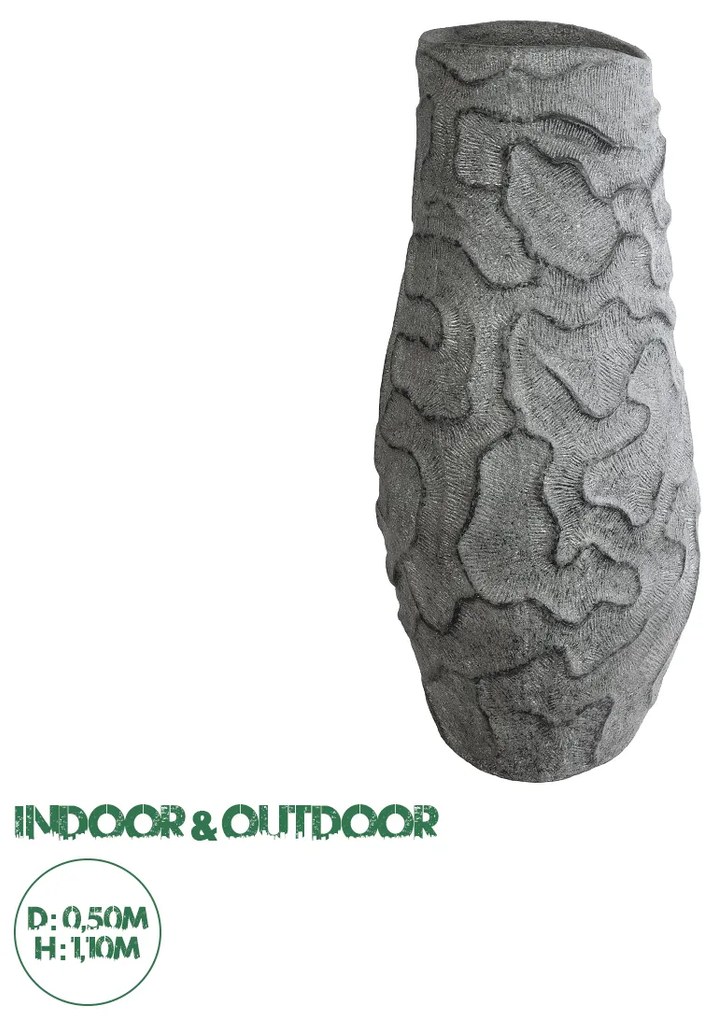 20764 GloboStar®  Artificial Garden GALICIA 20764 Επιδαπέδιο Πολυεστερικό Τσιμεντένιο Κασπώ Γλάστρα - Flower Pot Γκρι Φ50 x Υ110cm