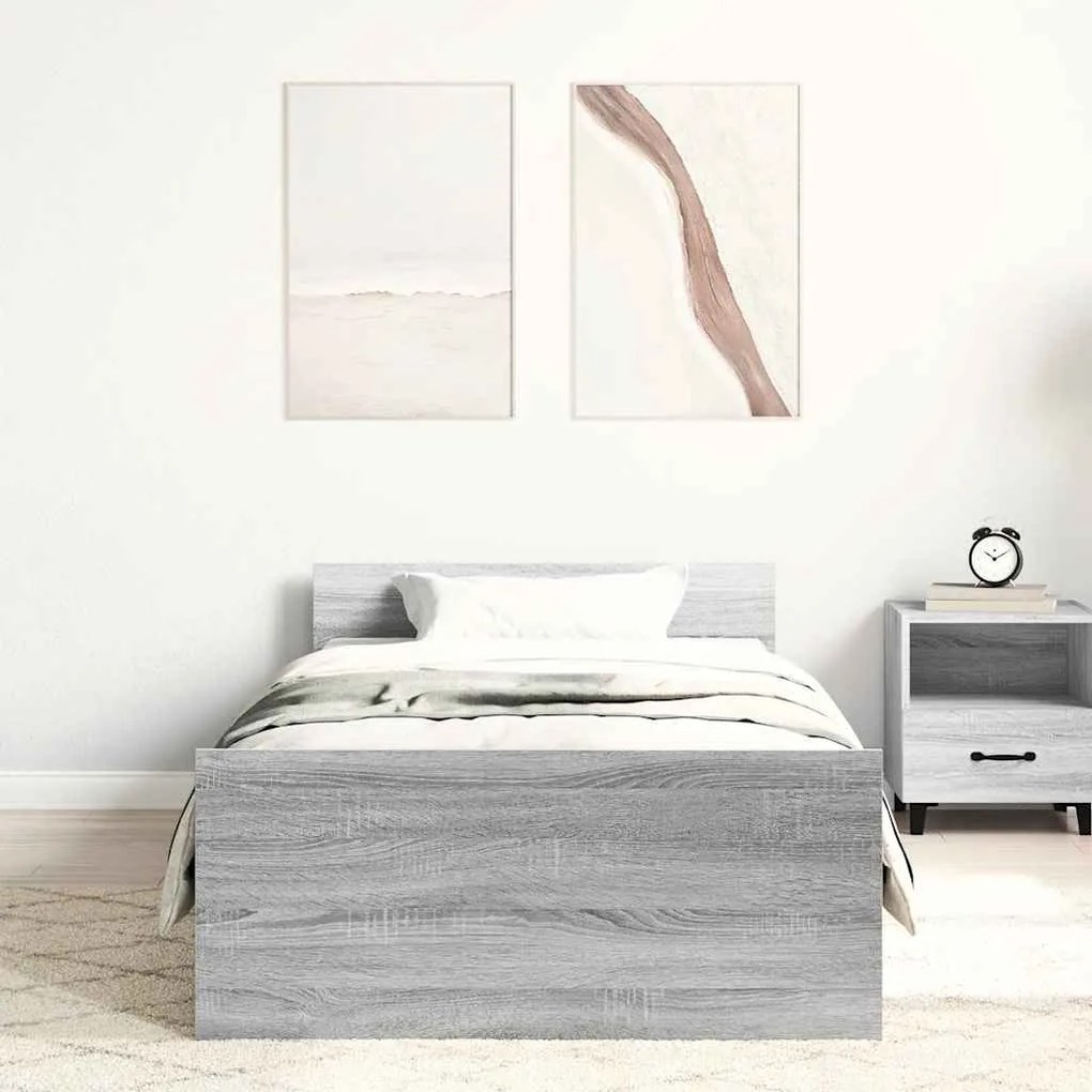 vidaXL Πλαίσιο Κρεβατιού Γκρι Sonoma 90x200 εκ. Επεξεργασμένο Ξύλο